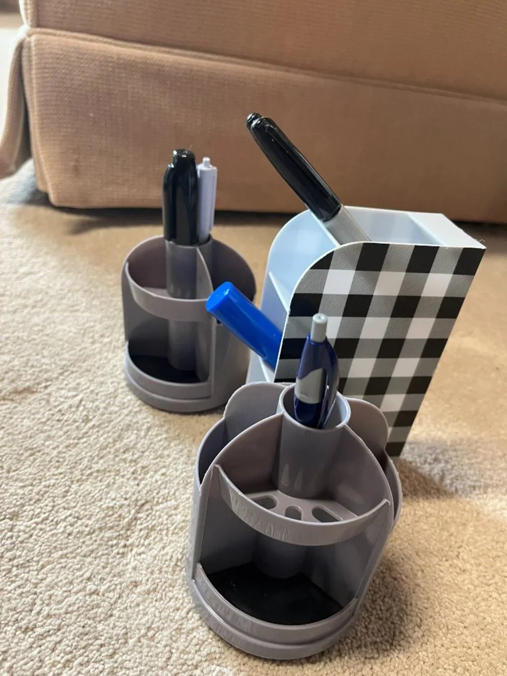 Desk Organizer Pen and Pencil Holder (Set of 3) - Two Spin - One‎ Narrow Design